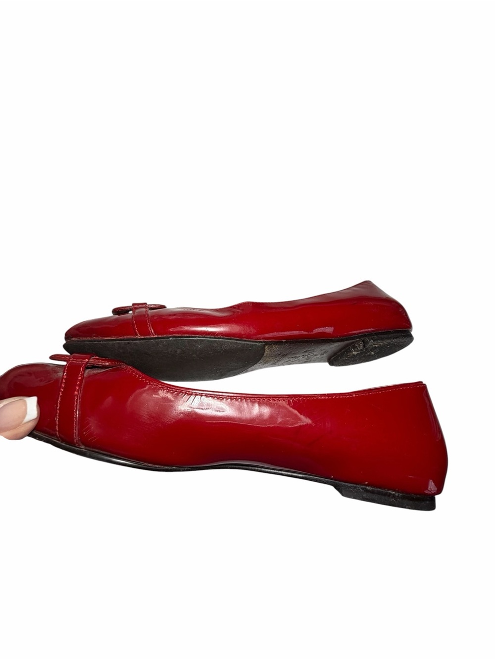 Cole Haan Red Patent Leather Slip-On Flats Buckle Detail - 9.5 - Picture 5 of 9